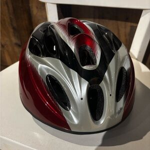 Red and Silver Bike Helmet